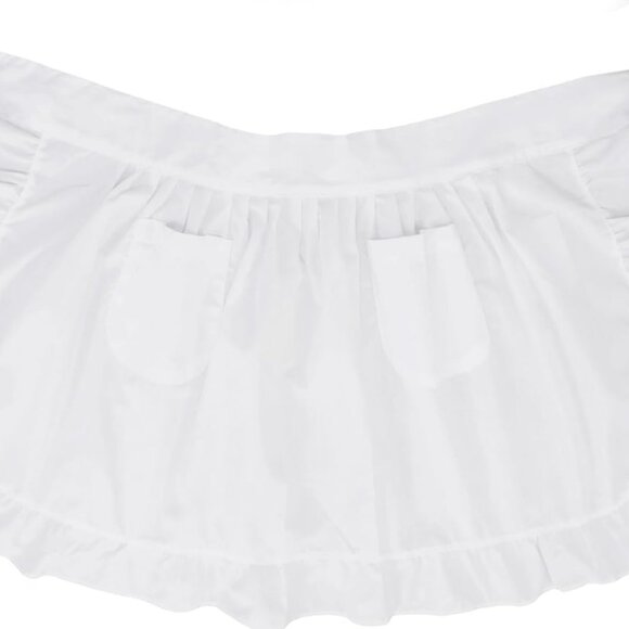 Other - Womens Waist Apron with Pockets Retro Kitchen Cleaning Ruffles Half Apron White